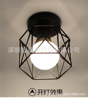Luminária de teto com design geométrico retrô em estilo industrial