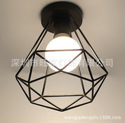 Luminária de teto industrial retrô com estrutura geométrica artesanal