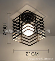 Perspectiva lateral da luminária de teto retrô com design geométrico único