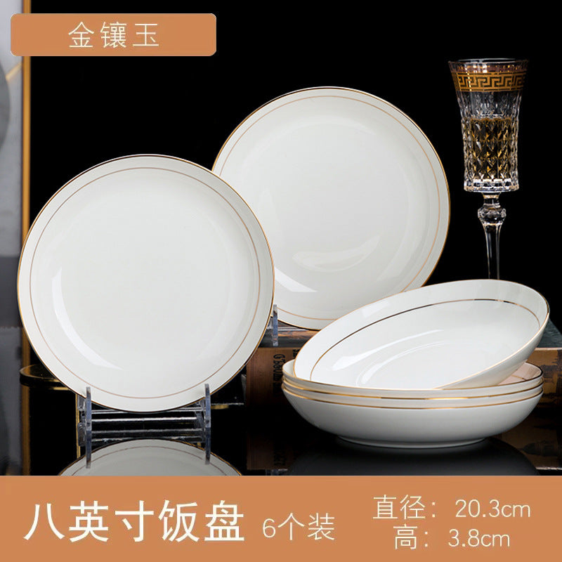 Conjunto prato porcelana Jingdezhen branco raso decoração