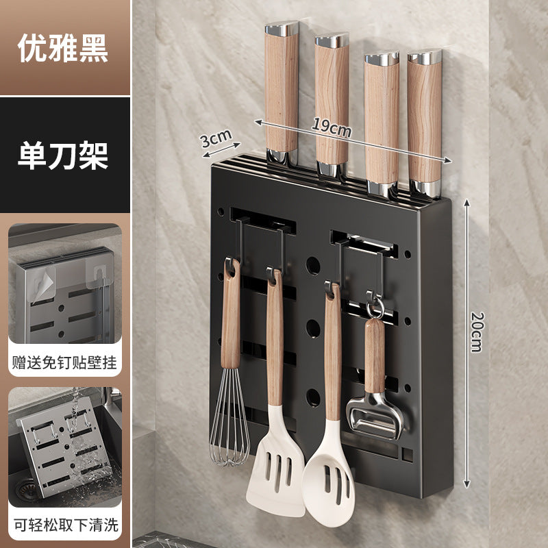 Organizador multiuso parede cozinha facas acessórios utensílios preto