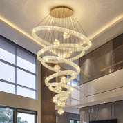 Lustre Cristal Duplo Pé Direito Alto Escada Hall Luxo Estrelas