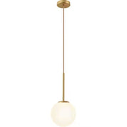 Luminária pendente esfera vidro branco design minimalista nórdico