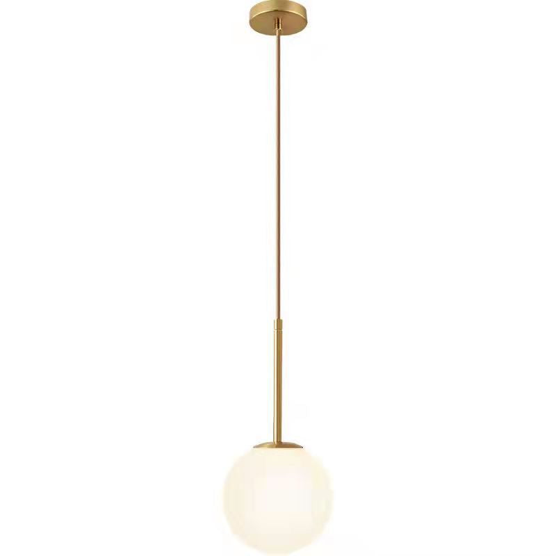Luminária pendente esfera vidro branco design minimalista nórdico