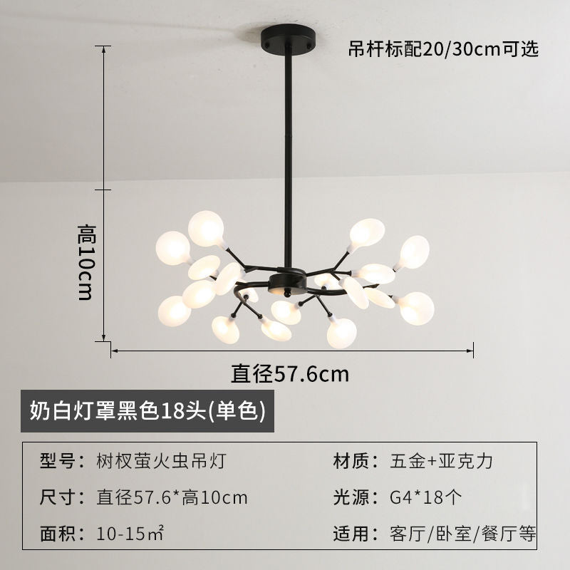 Lustre Pendente Firefly Moderno Galhos LED Dourado para Sala