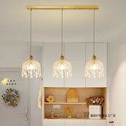 Lustre Pendente 3 Lâmpadas Cristal e Cobre Luxo Moderno