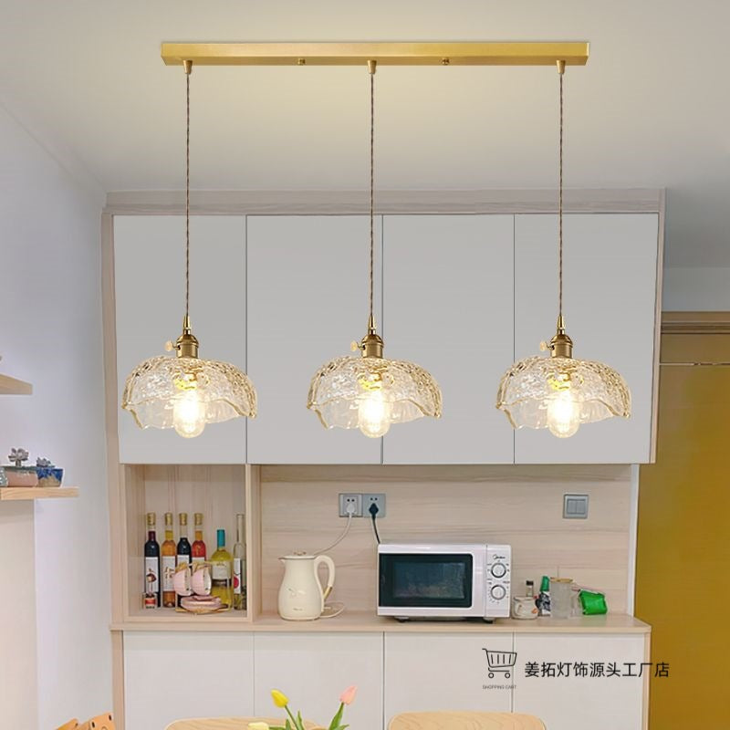 Lustre Pendente 3 Lâmpadas Cristal e Cobre Luxo Moderno