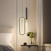 Luminária pendente moderna dourada com design geométrico para decoração de quarto e sala
