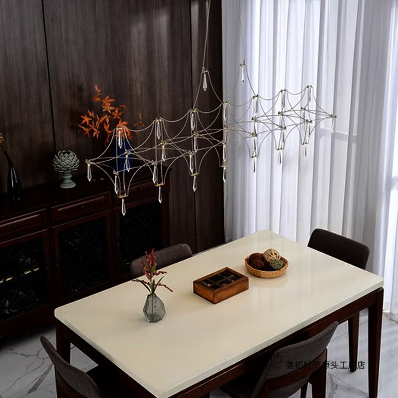 Lustre Pendente Cristal Gypsophila Design Nórdico instalado em sala de estar moderna