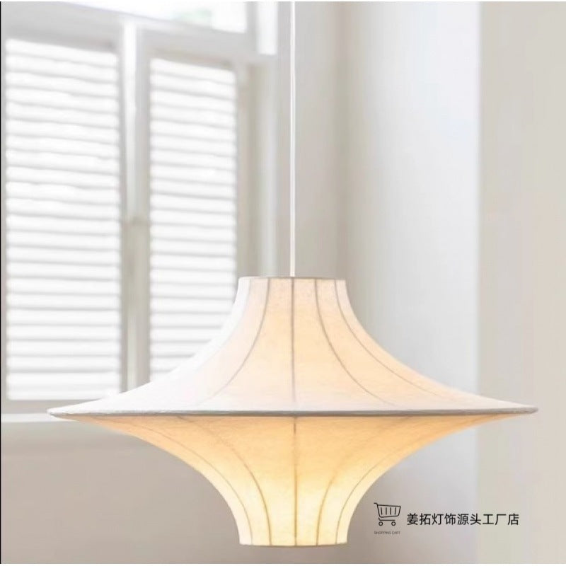 Luminária pendente redonda Wabi-Sabi Disco Seda estilo zen minimalista