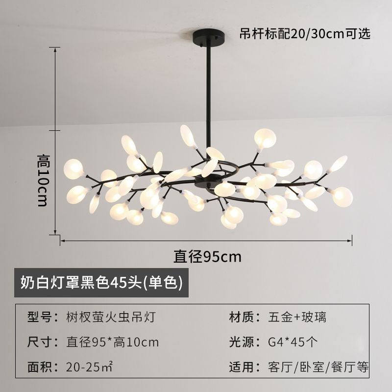 Lustre Pendente Firefly Moderno Galhos LED Dourado para Sala