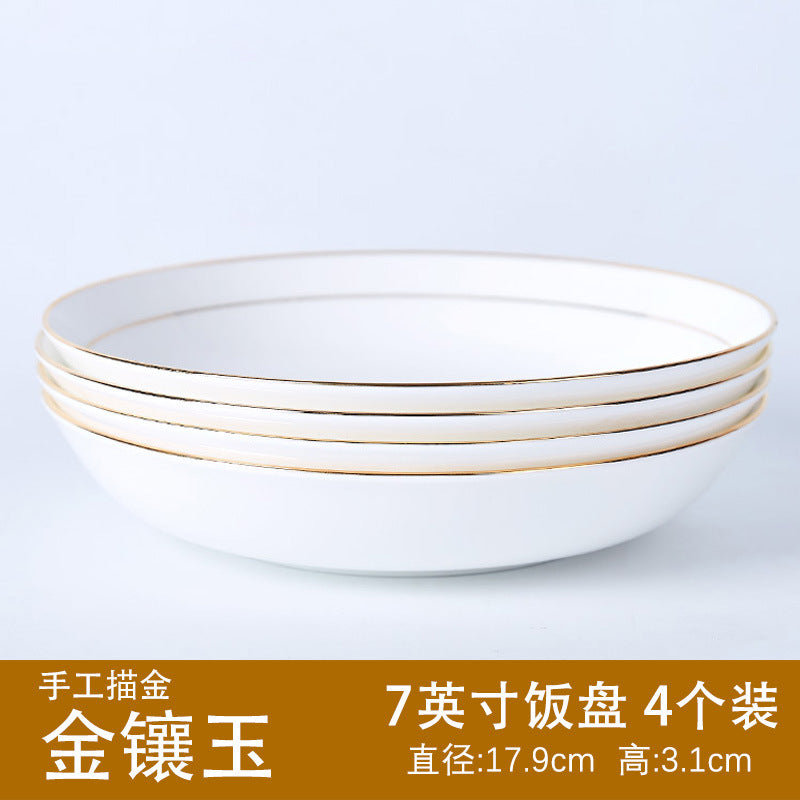 Prato porcelana Jingdezhen raso decoração sala jantar premium