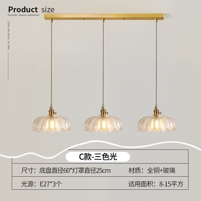 Lustre Pendente 3 Lâmpadas Cristal e Cobre Luxo Moderno