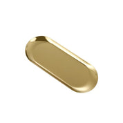 Bandeja oval inox dourada com design clássico vintage europeu