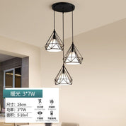 Lustre Pendente Anel Estrelas LED Moderno Preto Diamante