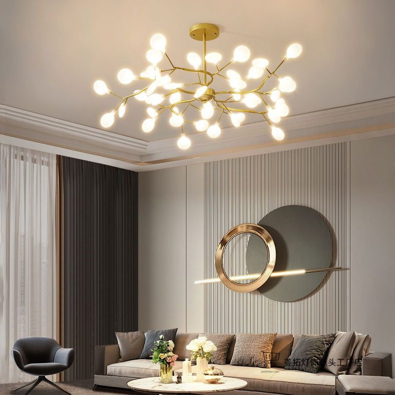 Lustre Pendente Firefly Moderno Galhos LED Dourado para Sala