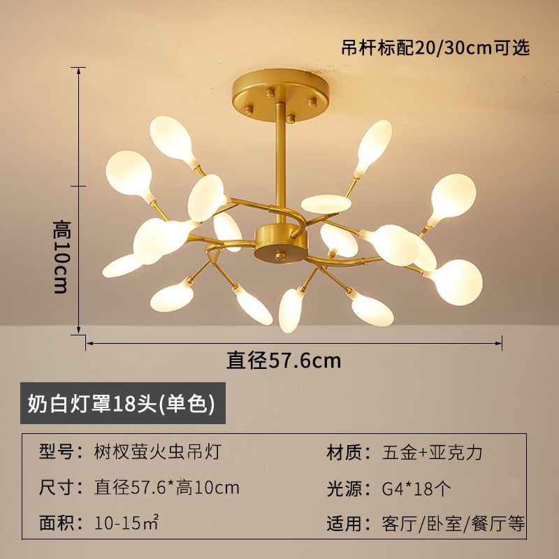 Lustre Pendente Firefly Moderno Galhos LED Dourado para Sala