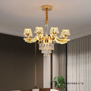 Lustre Cristal Pós-Moderno Luxo Acessível instalado em teto