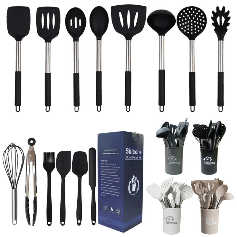 Colher de silicone antiaderente vermelha para cozinha