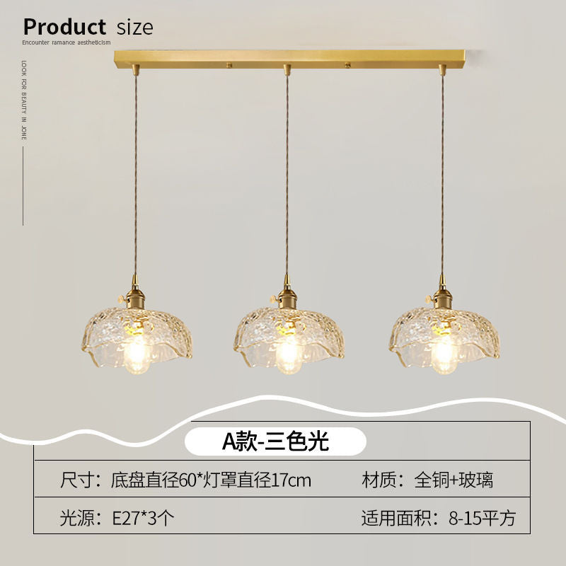 Lustre Pendente 3 Lâmpadas Cristal e Cobre Luxo Moderno