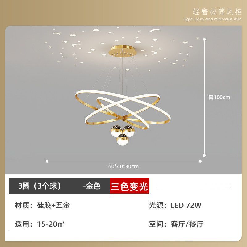 Lustre Pendente Anel Estrelas LED Moderno Preto Diamante