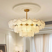 Lustre de Cristal com Pérolas e Conchas Estilo Francês