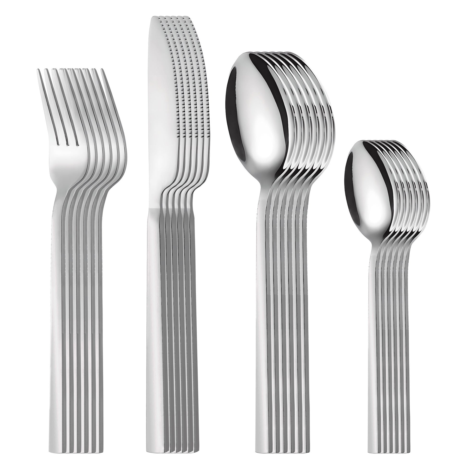 Talheres infantil e adulto aço inox 4 peças em uso à mesa