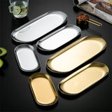 Bandeja Oval Dourada Inox Design Vintage Europeu