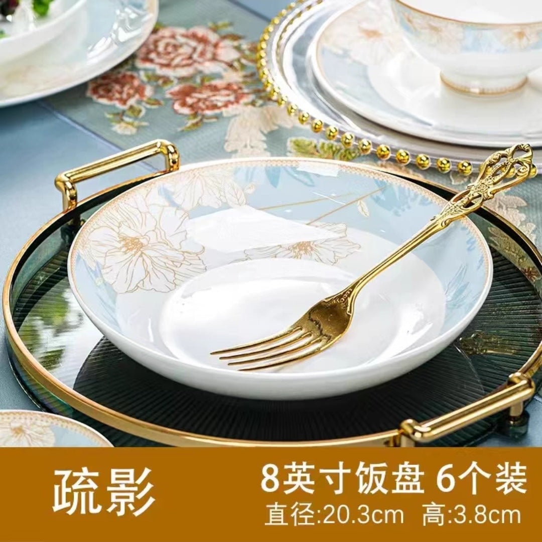 Prato porcelana Jingdezhen branco raso 20 centímetros