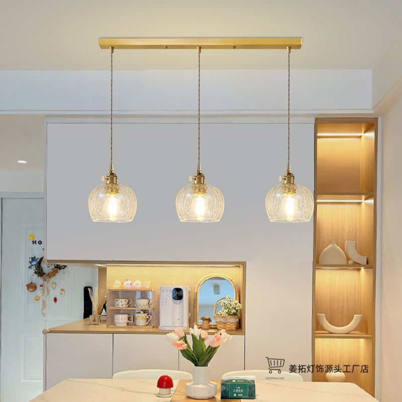 Lustre Pendente 3 Lâmpadas Cristal e Cobre Luxo Moderno