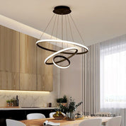 Lustre Pendente Anel Estrelas LED Moderno Preto Diamante