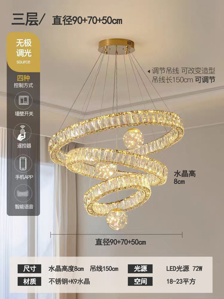 Lustre Cristal Duplo Pé Direito Alto Escada Hall Luxo Estrelas