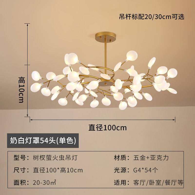 Lustre Pendente Firefly Moderno Galhos LED Dourado para Sala