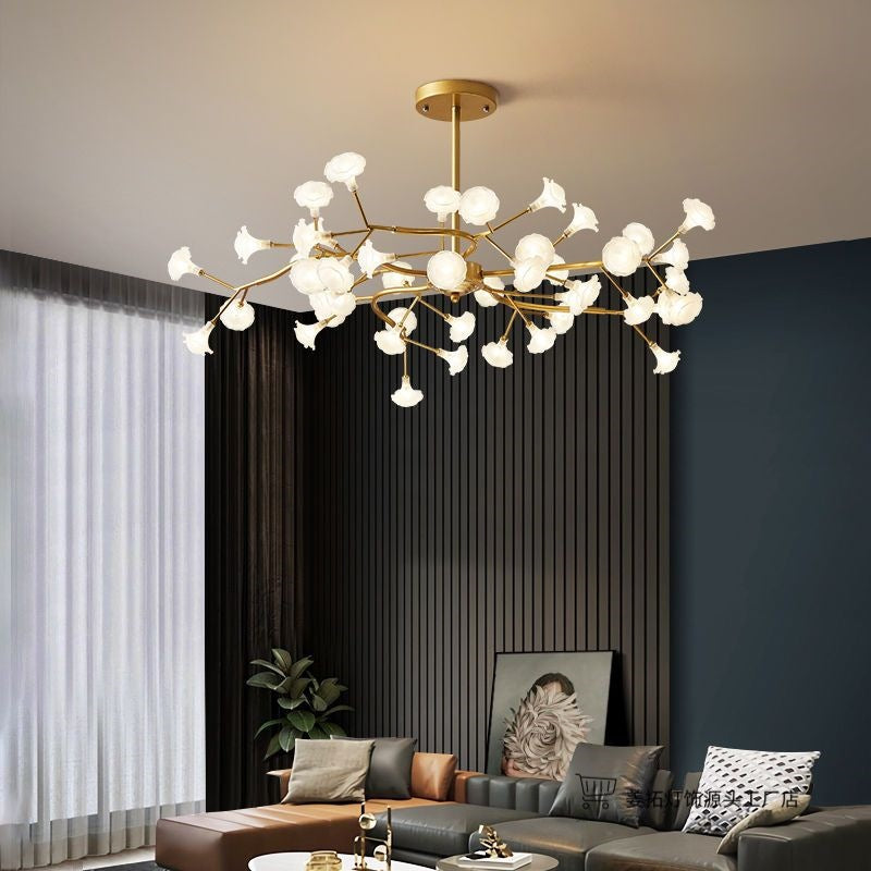 Lustre Pendente Firefly Moderno Galhos LED Dourado para Sala