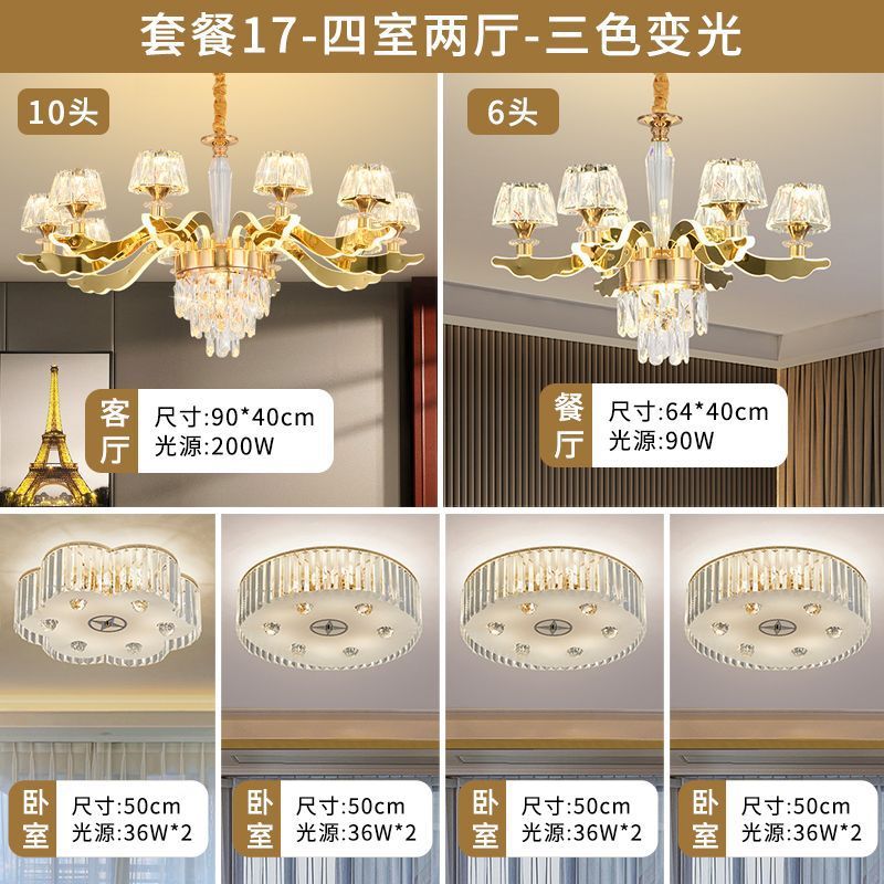 Ambiente completo Lustre Cristal sala estar moderna