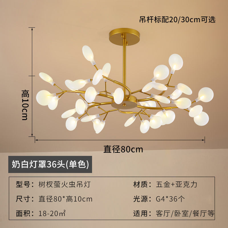 Lustre Pendente Firefly Moderno Galhos LED Dourado para Sala