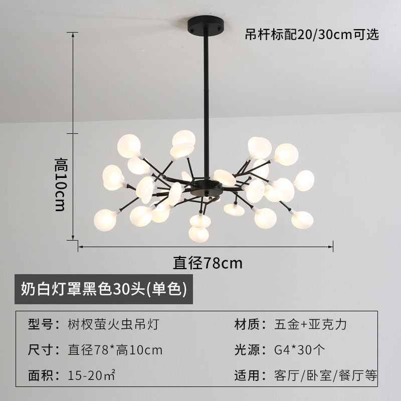 Lustre Pendente Firefly Moderno Galhos LED Dourado para Sala