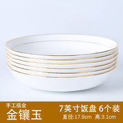 Acabamento prato porcelana Jingdezhen branco raso polido