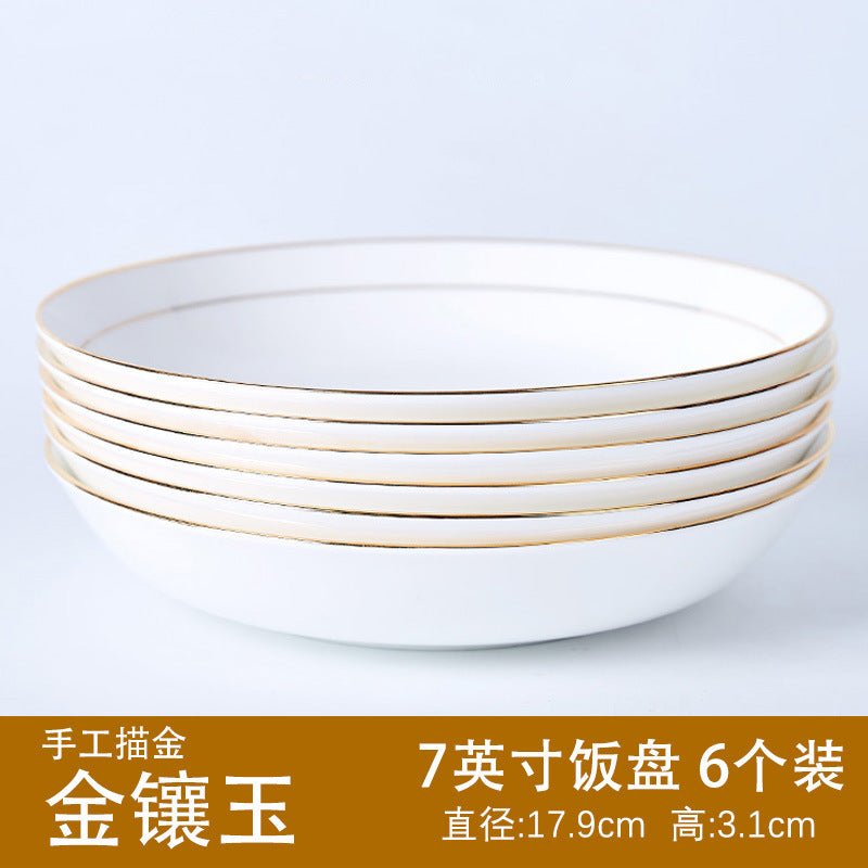 Acabamento prato porcelana Jingdezhen branco raso polido