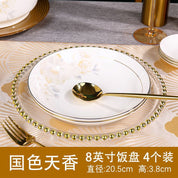 Textura porcelana Jingdezhen prato raso decorativo