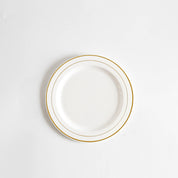 Prato Descartável Elegante Branco com Borda Dourada - 3 Tamanhos