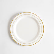 Prato Descartável Elegante Branco com Borda Dourada - 3 Tamanhos