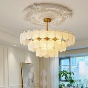 Lustre de Cristal com Pérolas e Conchas Estilo Francês