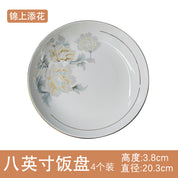 Prato de porcelana Jingdezhen raso brilhante acabamento premium