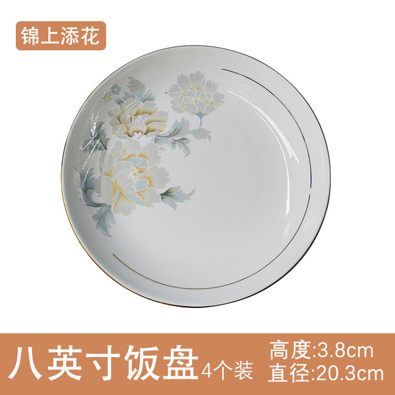 Prato de porcelana Jingdezhen raso brilhante acabamento premium