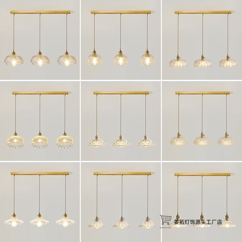 Lustre Pendente 3 Lâmpadas Cristal e Cobre Luxo Moderno