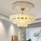 Lustre de Cristal com Pérolas e Conchas Estilo Francês