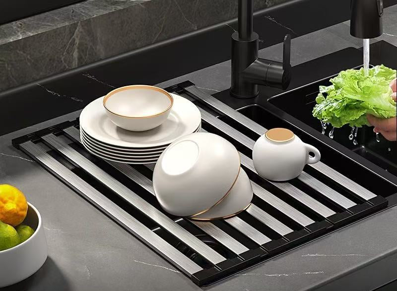 Escorredor dobrável silicone dobrando e compactando espaço pequeno
