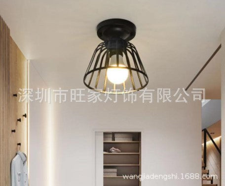 Luminária de teto retrô geométrica com acabamento metal para estilo industrial