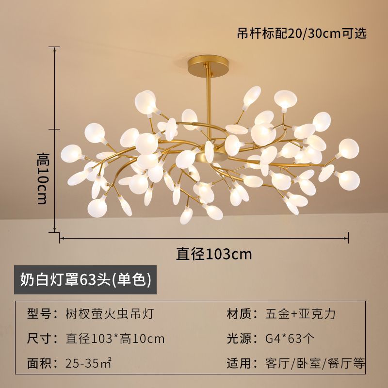 Lustre Pendente Firefly Moderno Galhos LED Dourado para Sala